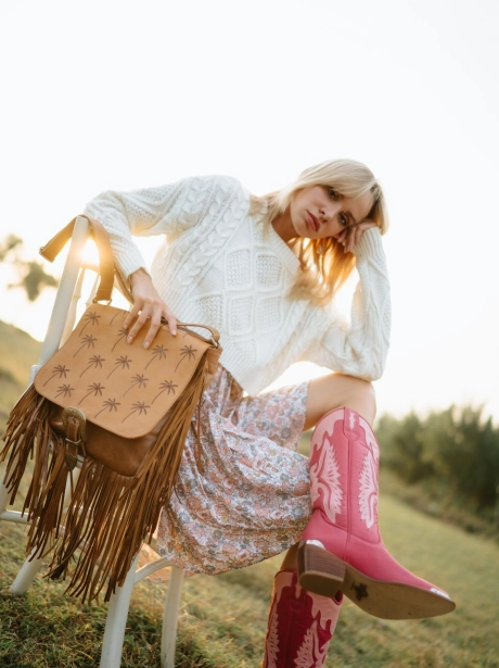 Hand bag / cross body bag Fringe Cross Body Bag With Palm Tree 13 qa2june_497